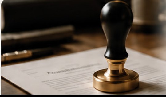 Timbre notarial sobre un documento